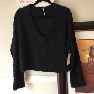 NWT Free People black cropped sweater sz S